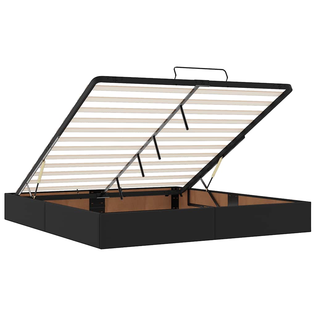 Otomanski krevet s madracima i LED crni 160x200cm umjetna koža