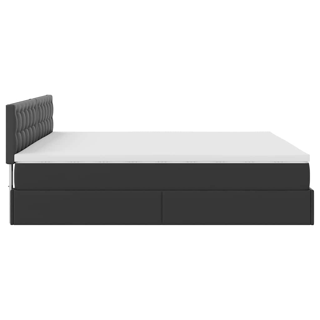 Otomanski krevet s madracima i LED crni 180x200 cm umjetna koža