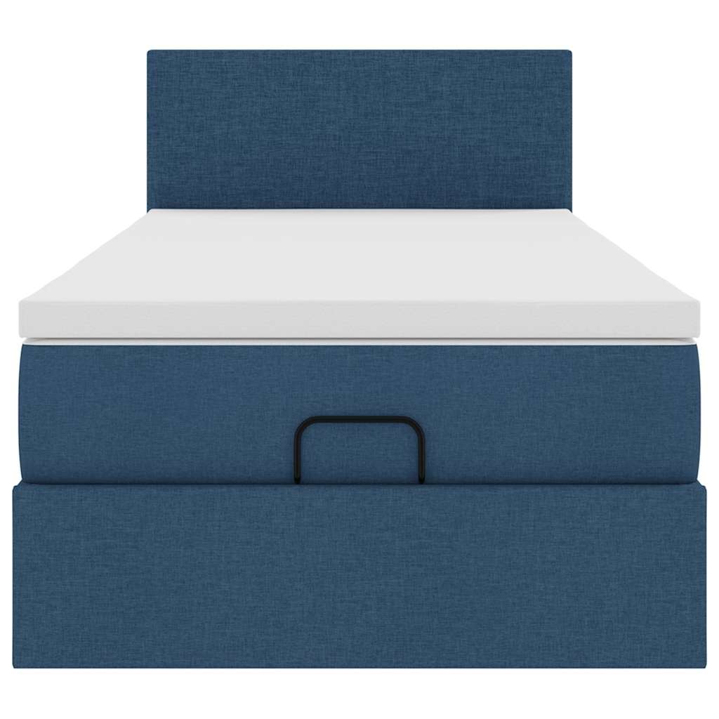 Ottoman krevet s madracem i LED diodama plavi 80x200 cm tkanina