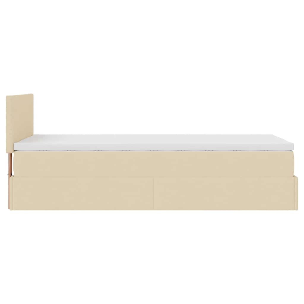 Otomanski krevet s madracem krem 100x200 cm tkanine