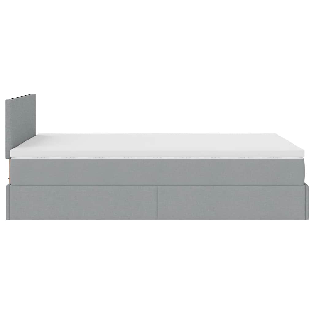 Otomanski krevet s madracem svjetlosivi 120x190 cm tkanine