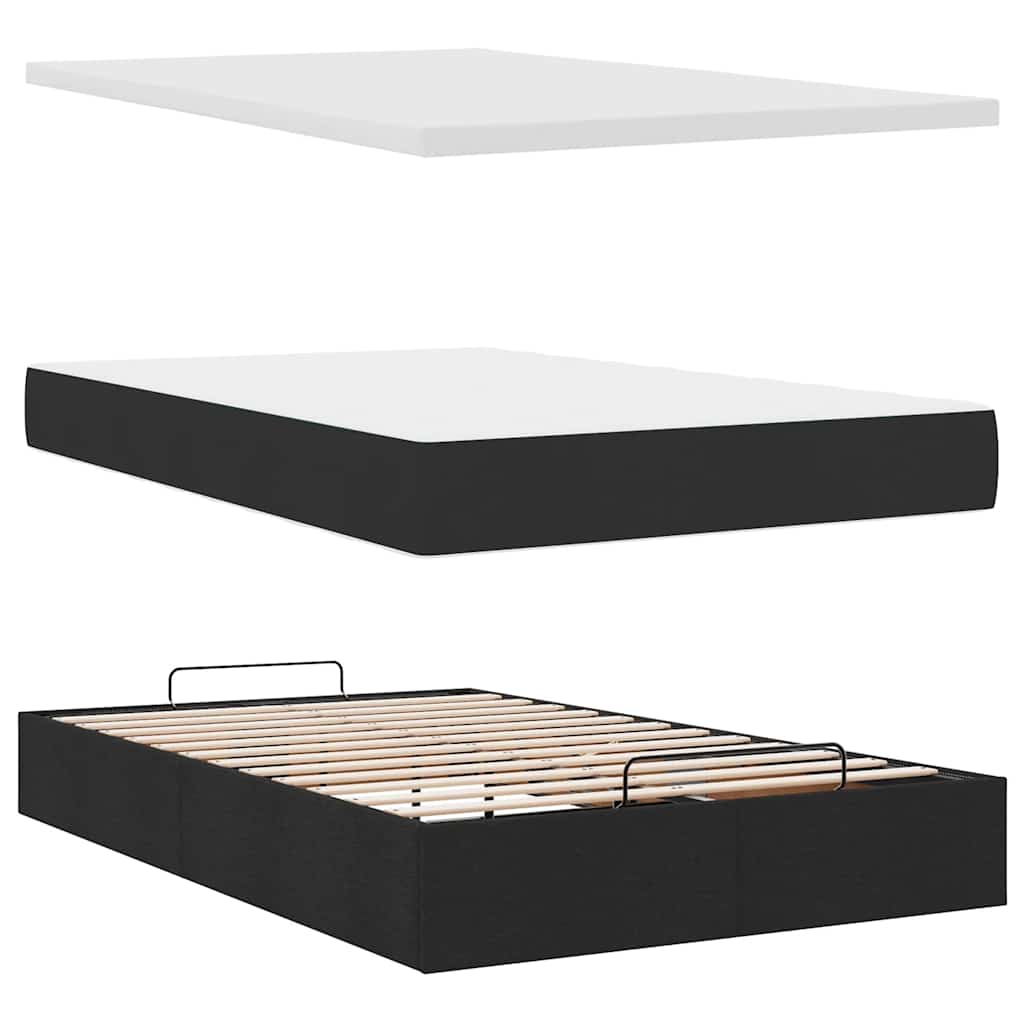 Otomanski krevet madracem i LED crna 120x190 cm tkanina