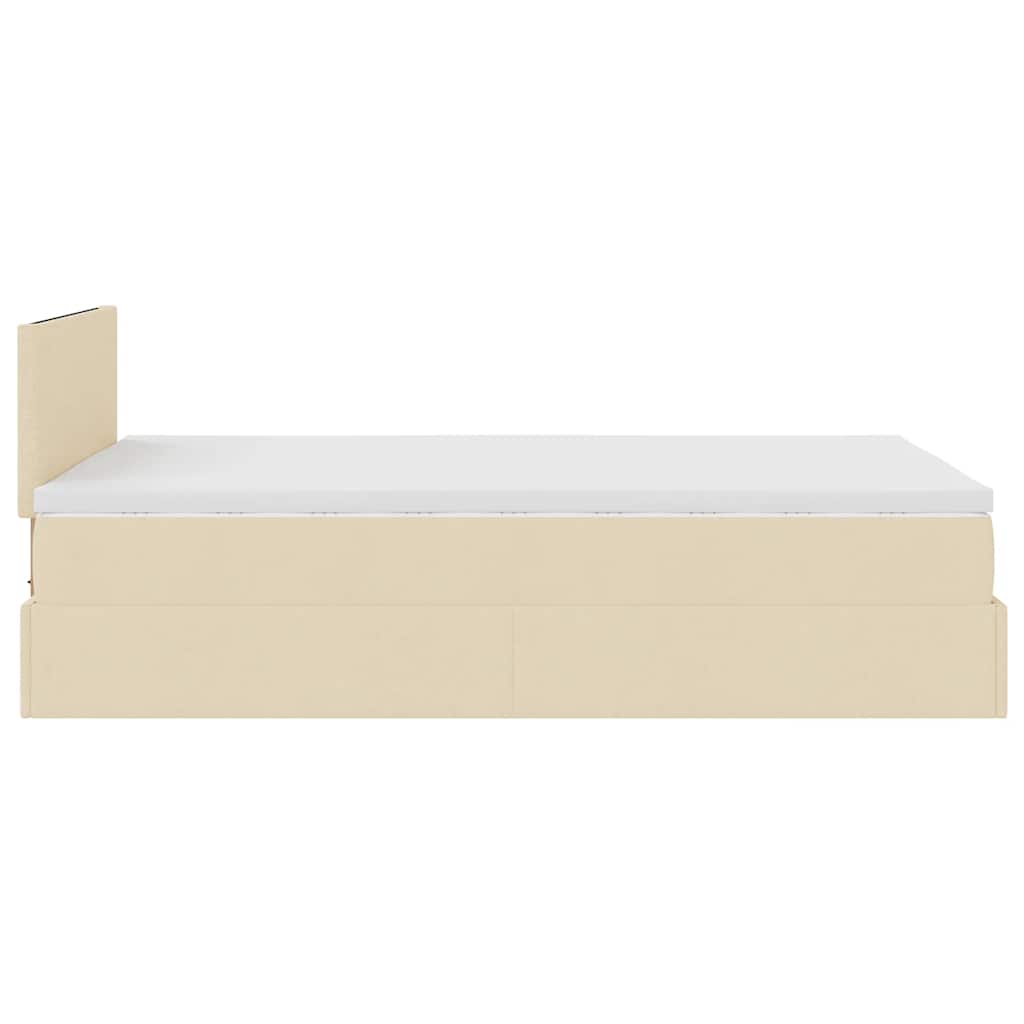 Otomanski krevet madracem i LED krem 120x190 cm tkanina