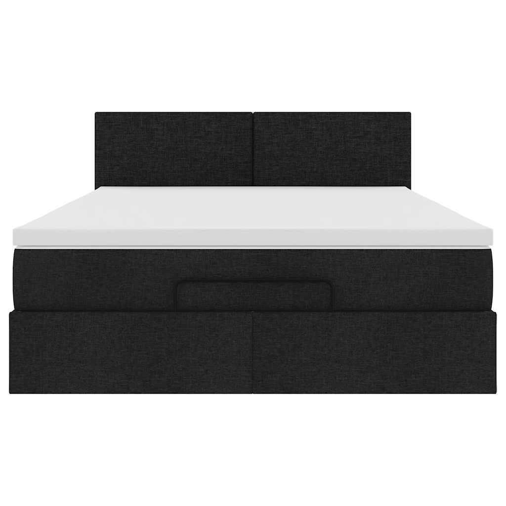 Otomanski krevet s madracem i LED crni 140x190 cm tkanine