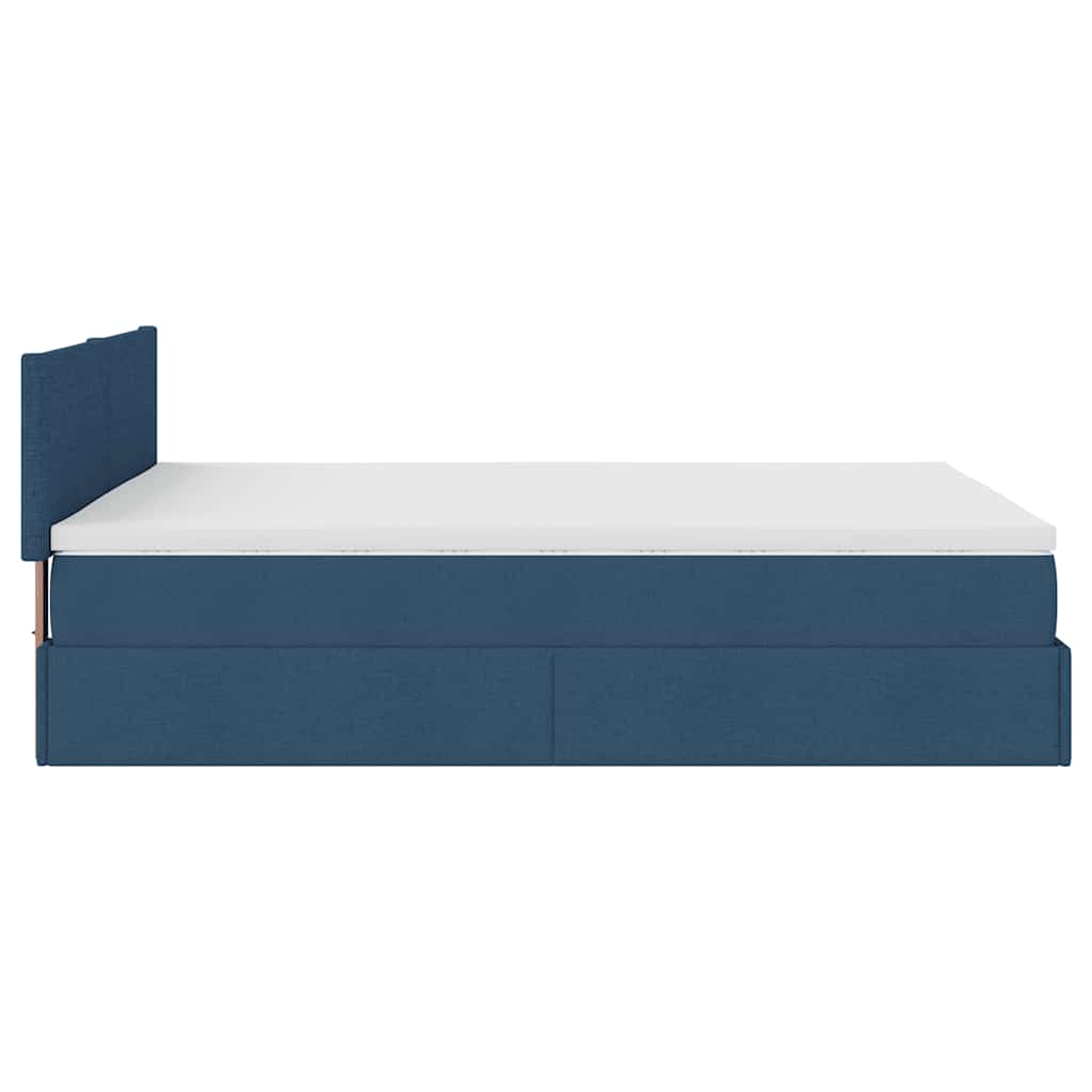 Otomanski krevet s madracem i LED plavi 140x190 cm tkanine