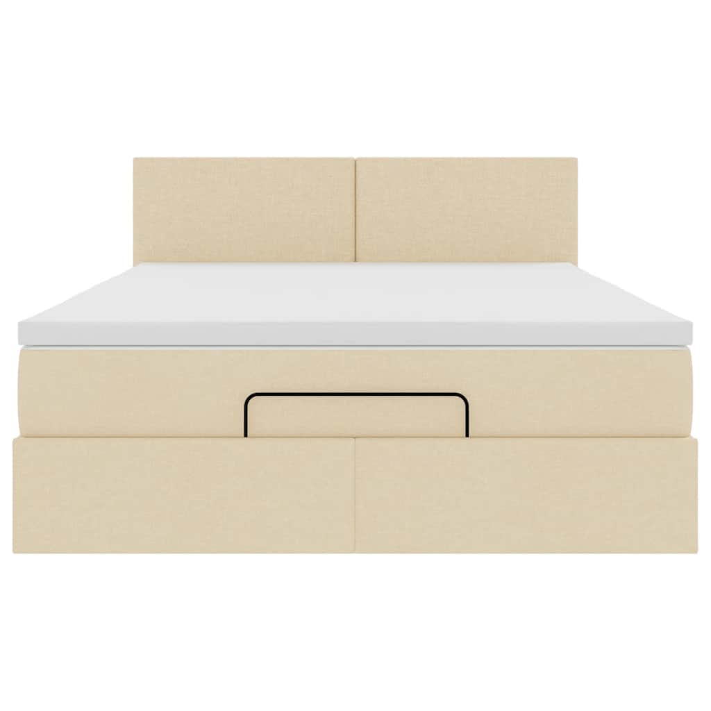 Otomanski krevet s madracem i LED krem 140x200 cm tkanine