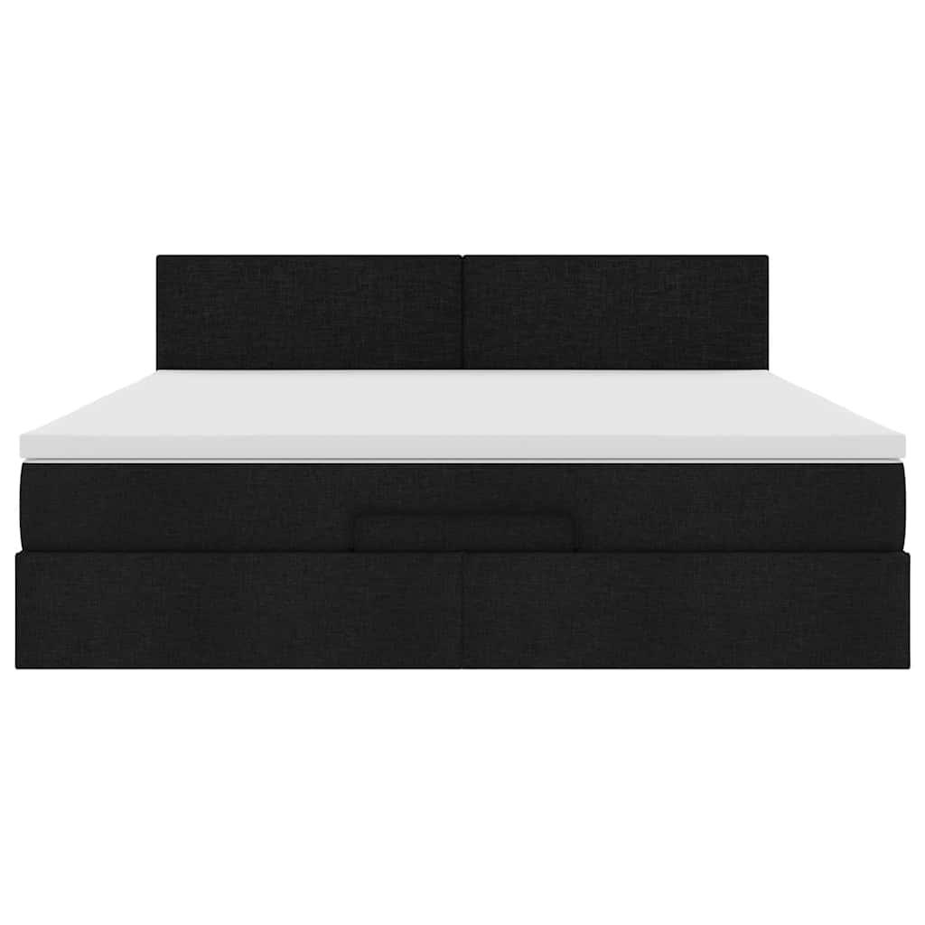 Otomanski krevet s madracem i LED crni 160x200cm tkanine