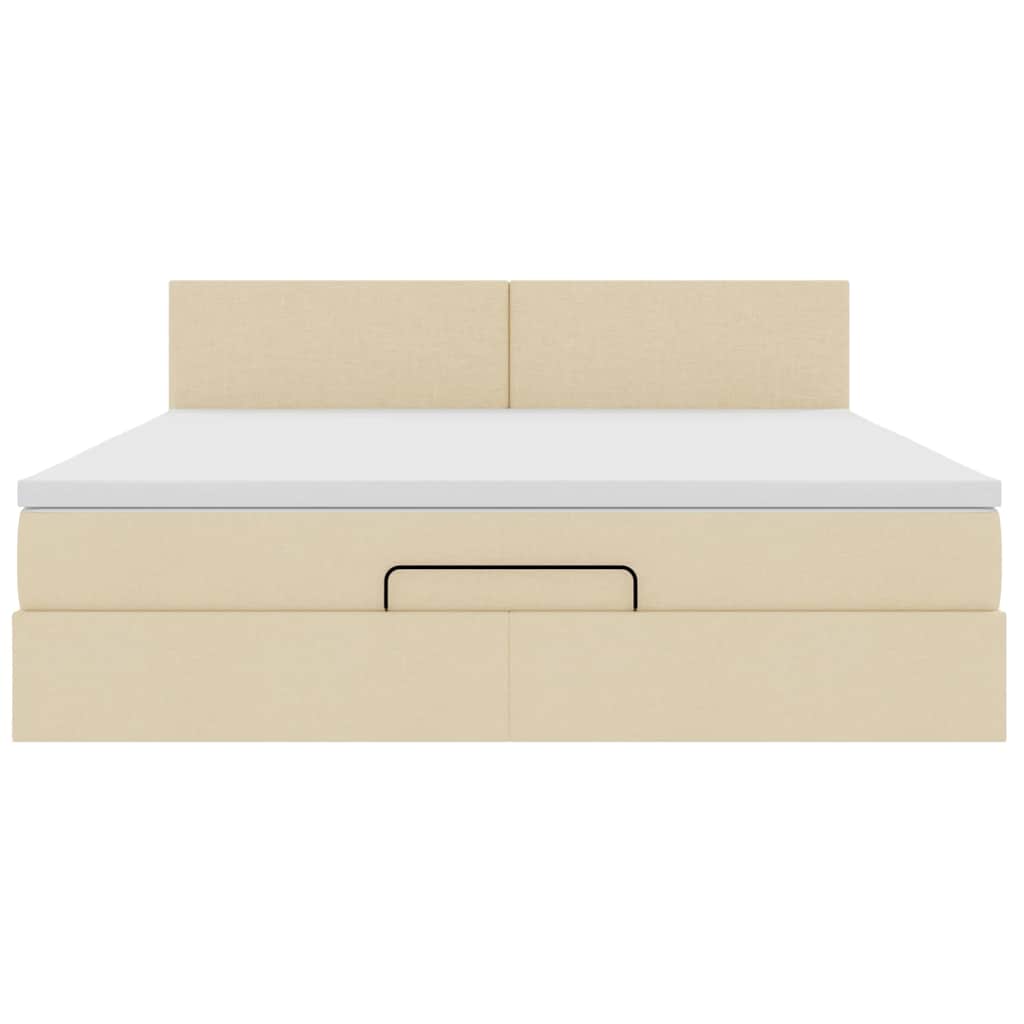 Otomanski krevet s madracem i LED krem 160x200cm tkanine