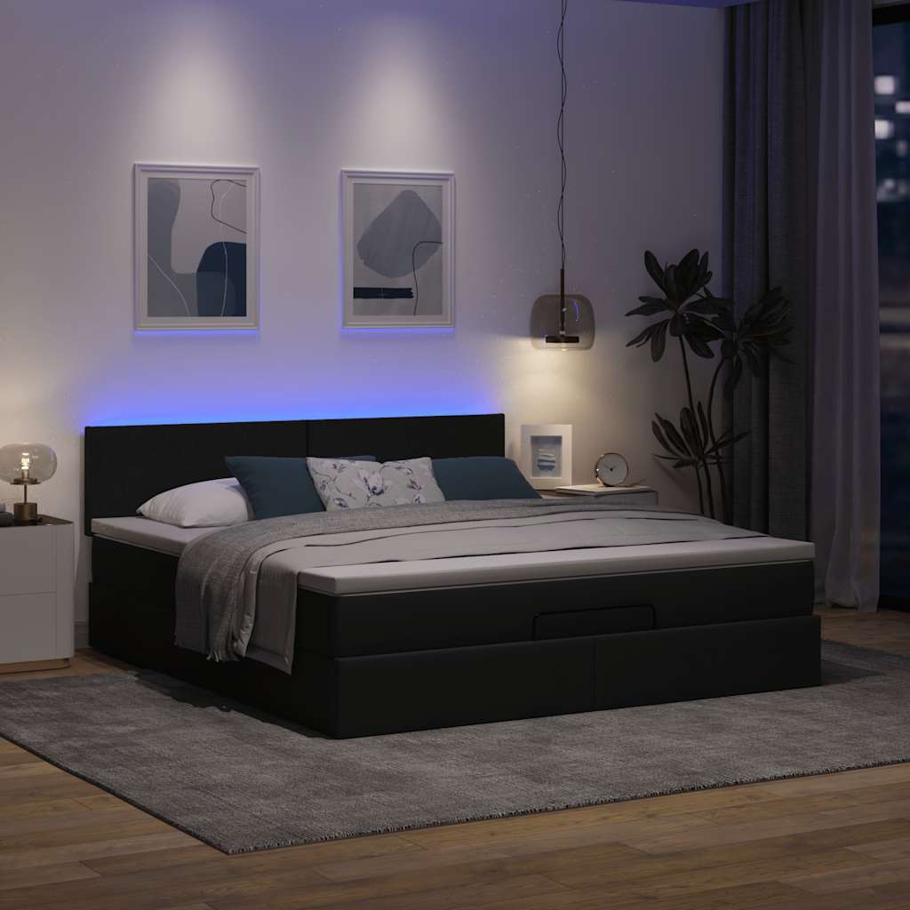 Otomanski krevet s madracem i LED tamnosivi 180x200cm tkanine