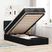 Otomanski krevet s madracem i LED crna 80x200cm tkanina