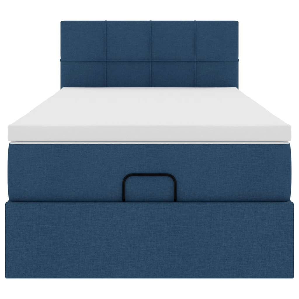 Ottoman krevet s madracem i LED diodama plavi 80x200 cm tkanina