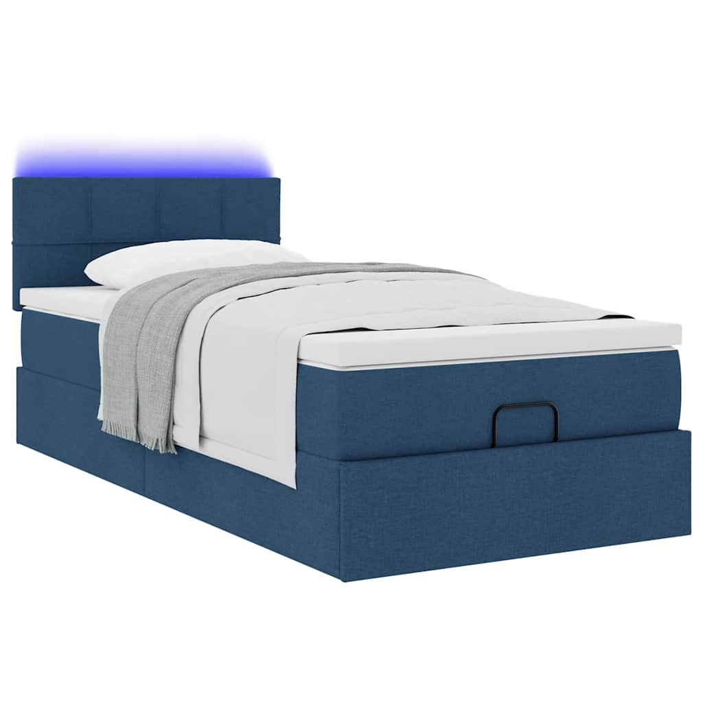 Otomanski okvir kreveta s madraca plavi 90x190cm od tkanine