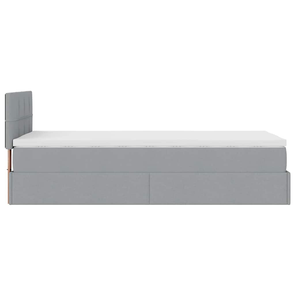 Otomanski krevet s madracem&LED svijetlosivi 90x200 cm tkanine