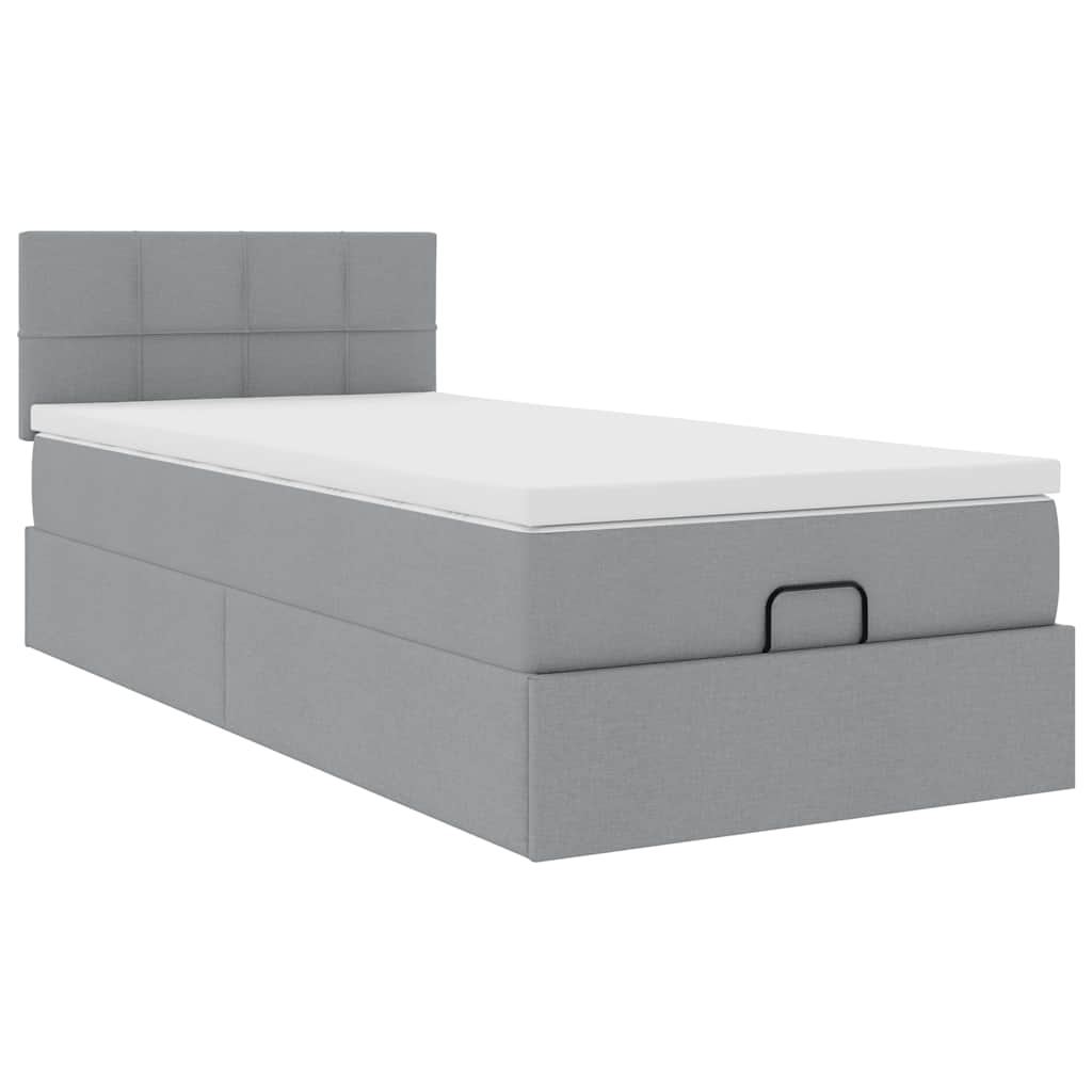 Otomanski krevet s madracem svijetlosivi 100x200 cm tkanine