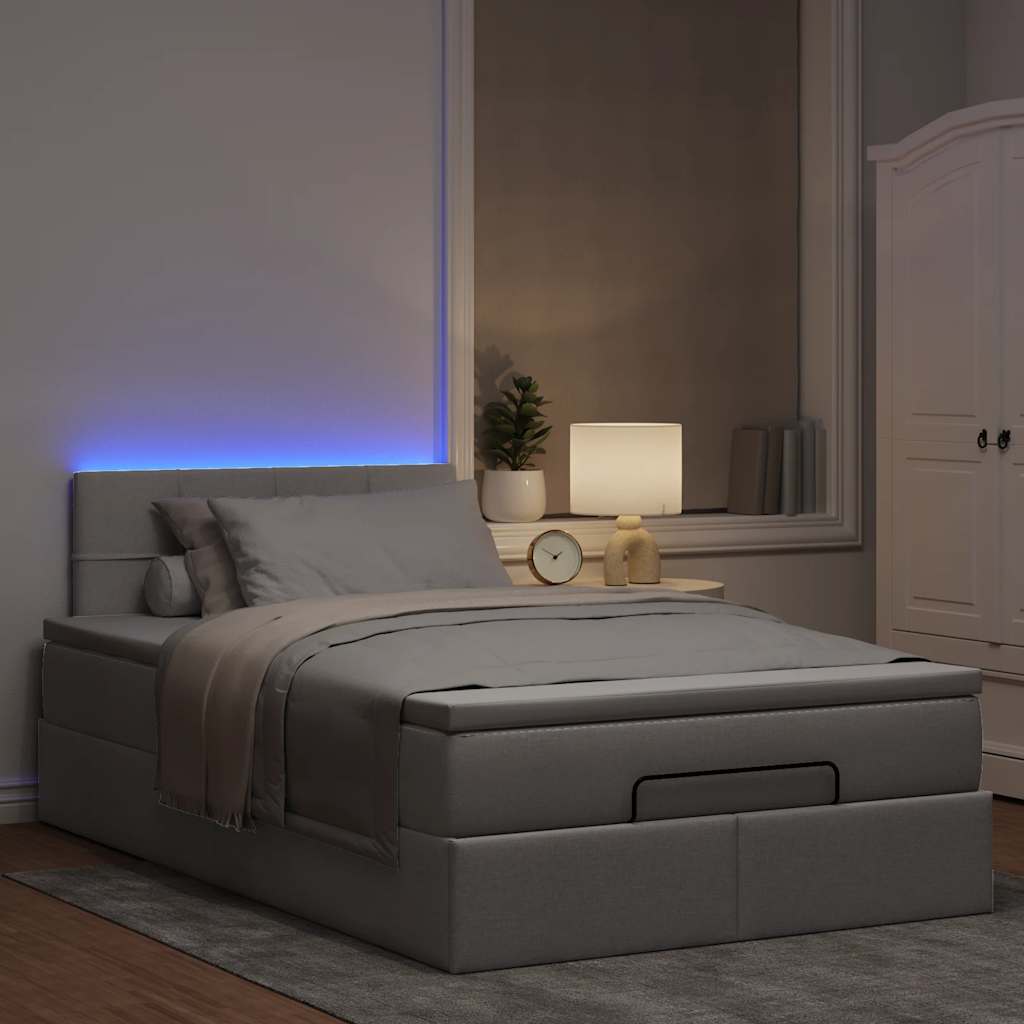 Otomanski krevet madracem i LED Taupe 120x190 cm tkanina