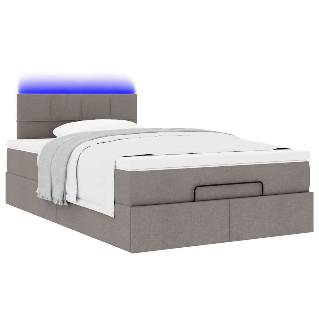 Otomanski okvir kreveta s madraca smeđesivi 120x200cm tkanine