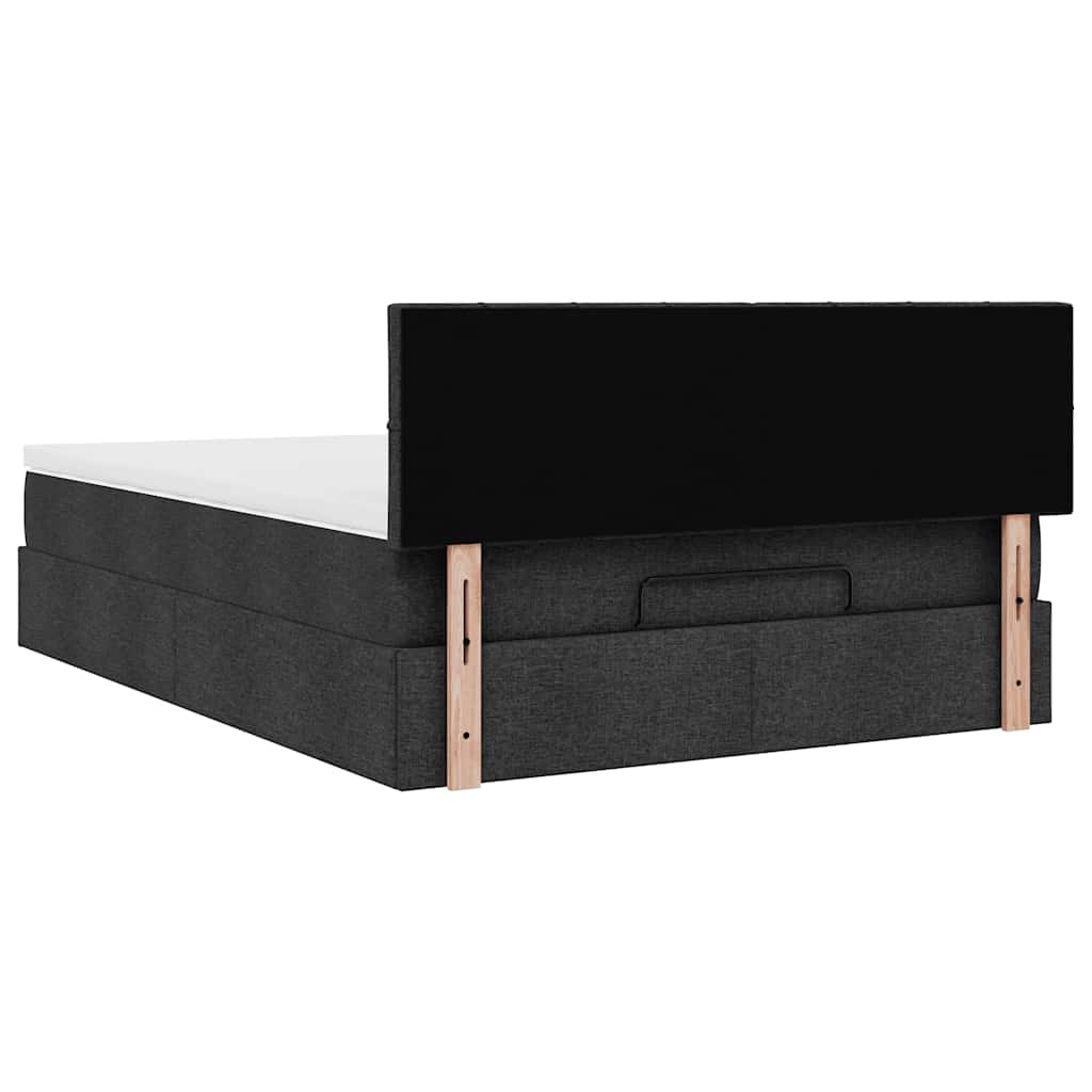 Otomanski krevet s madracem i LED crni 140x190 cm tkanine
