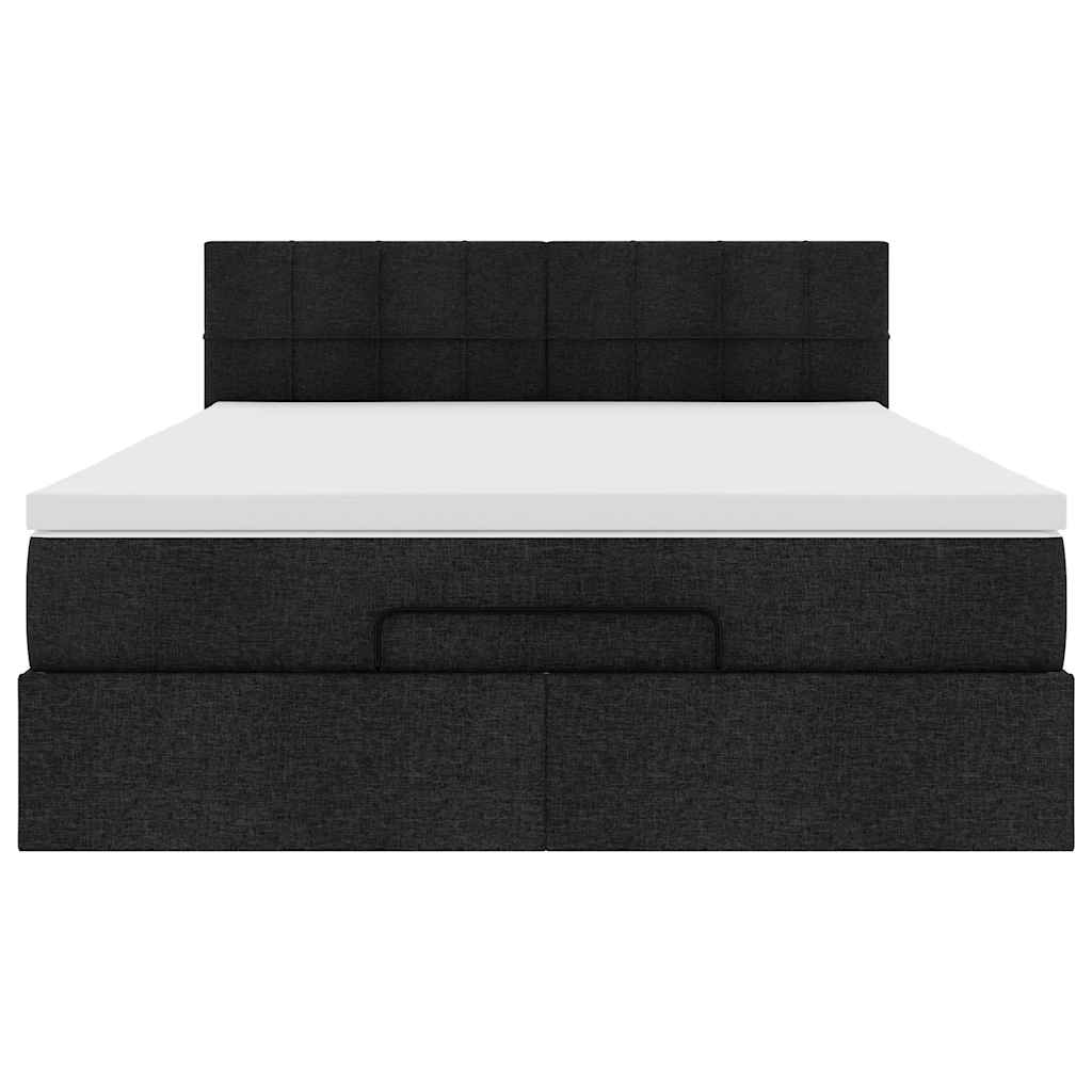 Otomanski krevet s madracem i LED crni 140x190 cm tkanine