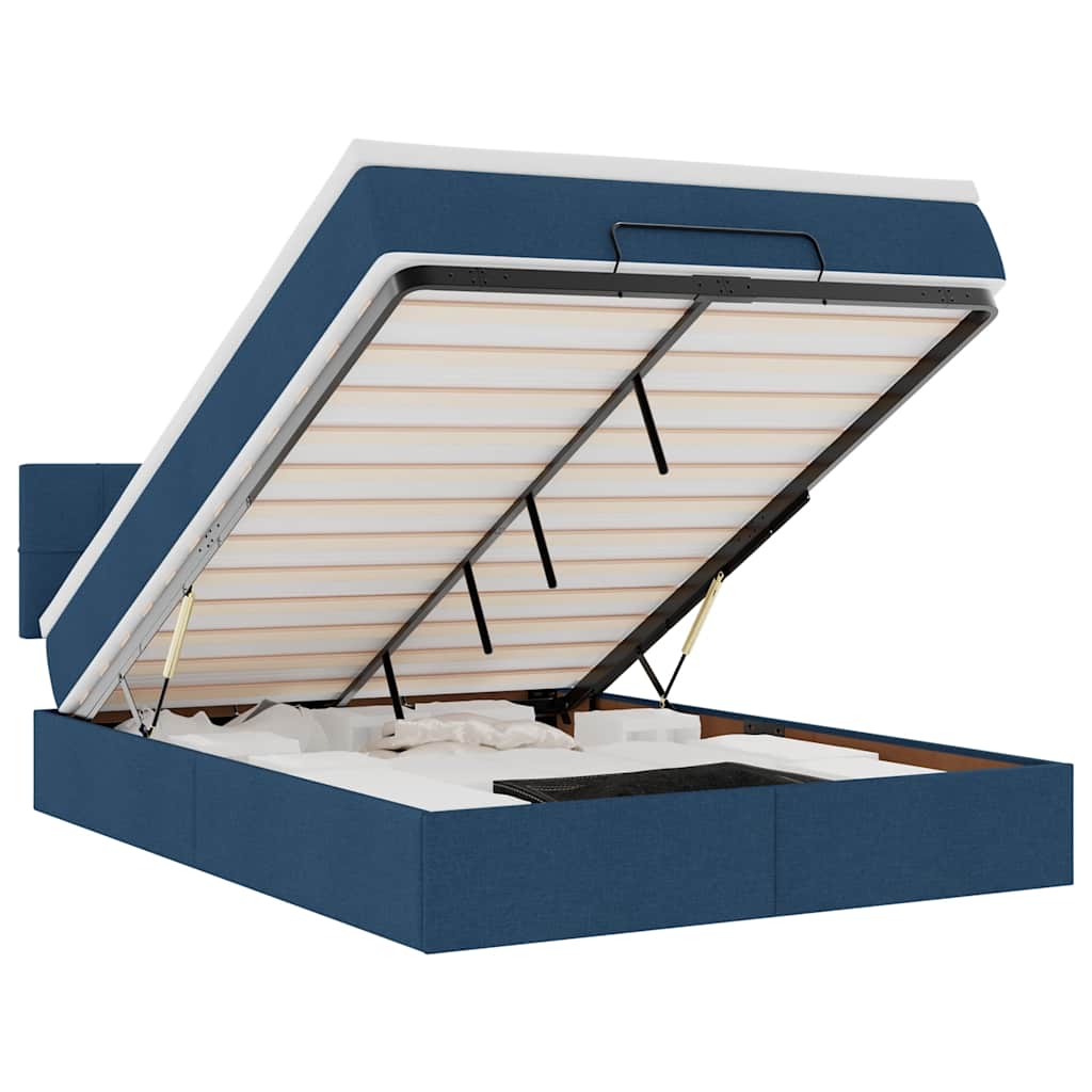 Otomanski krevet s madracem i LED plavi 140x190 cm tkanine