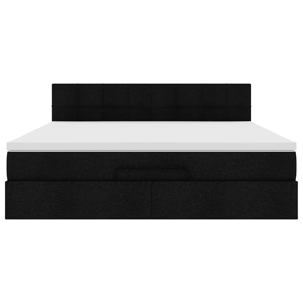 Otomanski krevet s madracem i LED crni 180x200cm od tkanine