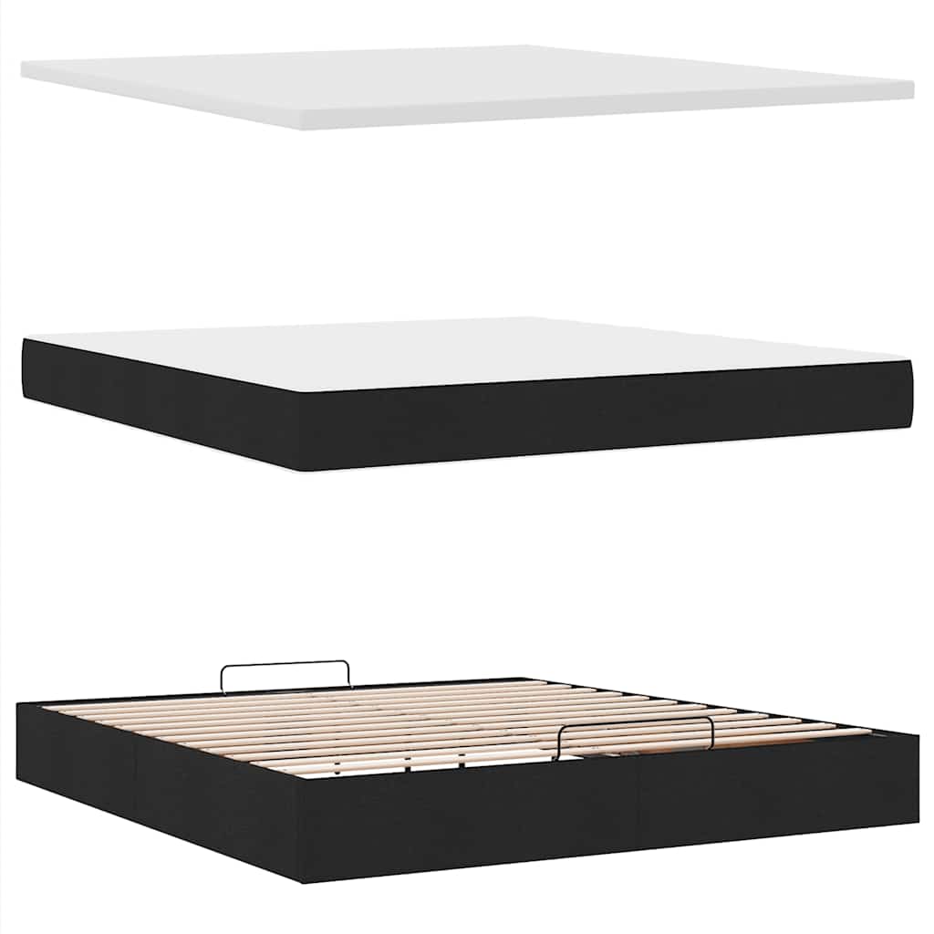 Otomanski krevet s madracem i LED crni 180x200cm od tkanine