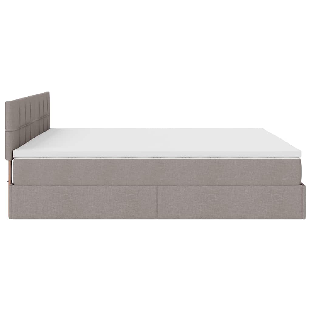 Otomanski krevet s madracem i LED smeđesivi 180x200 cm tkanine