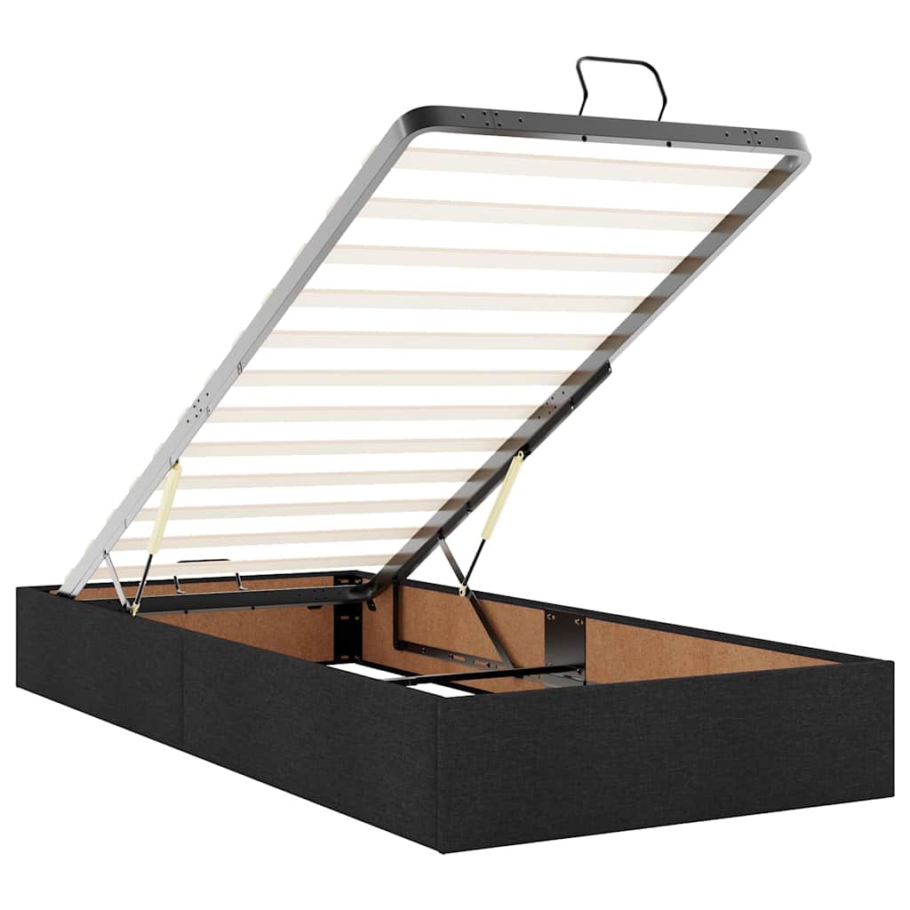 Otomanski krevet s madracem i LED crna 80x200cm tkanina