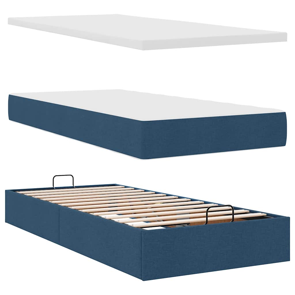 Otomanski krevet s madracem i LED plavi 100x200 cm tkanine