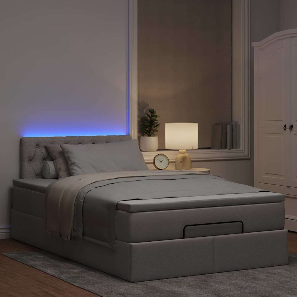 Otomanski krevet madracem i LED Taupe 120x190 cm tkanina