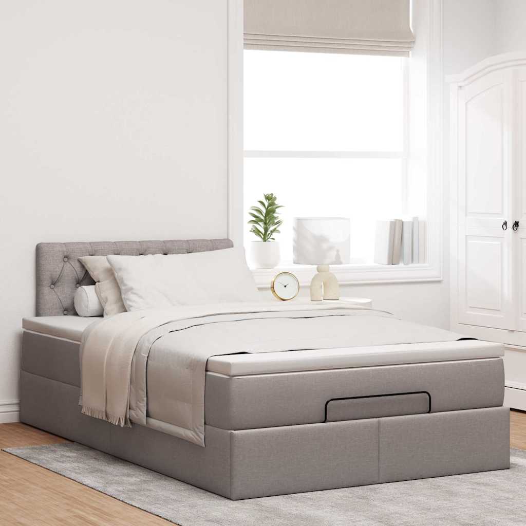Otomanski krevet madracem i LED Taupe 120x190 cm tkanina