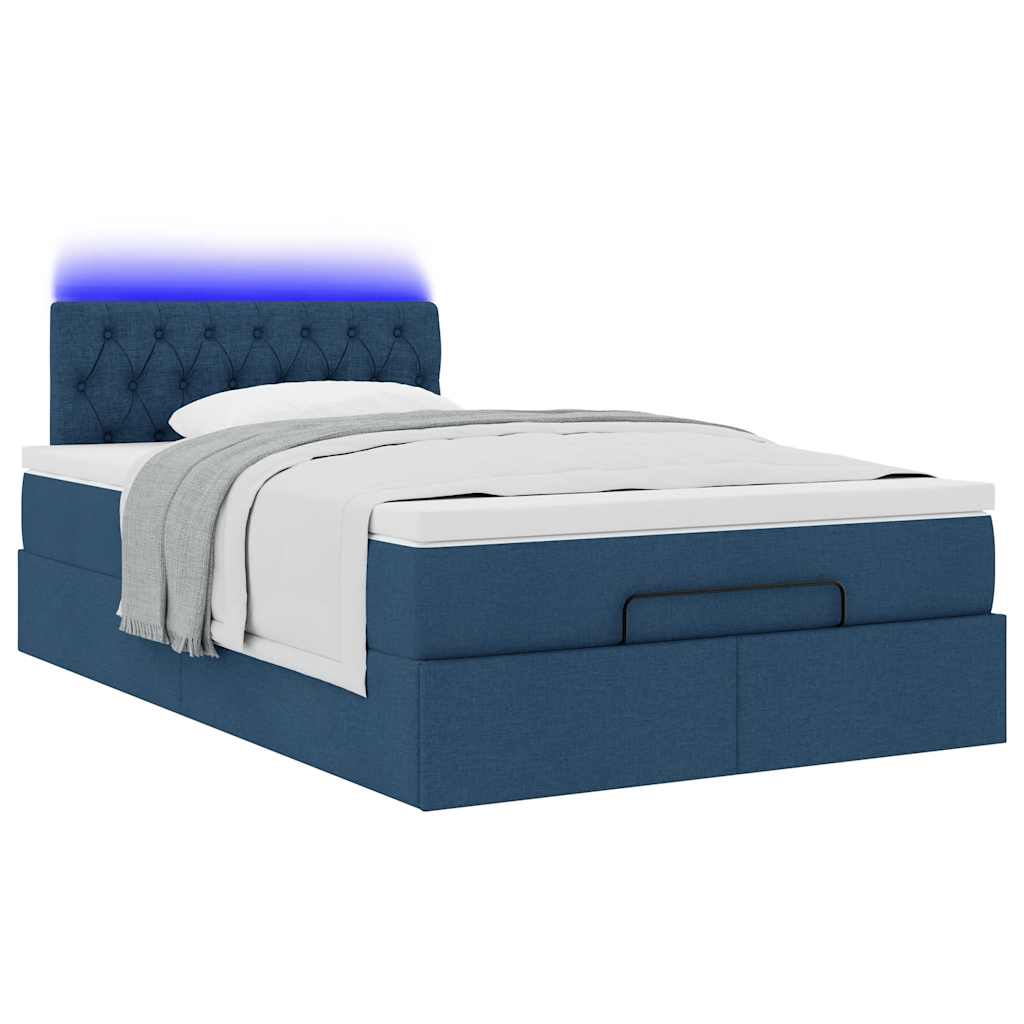 Otomanski krevet madracem i LED plava 120x190 cm tkanina