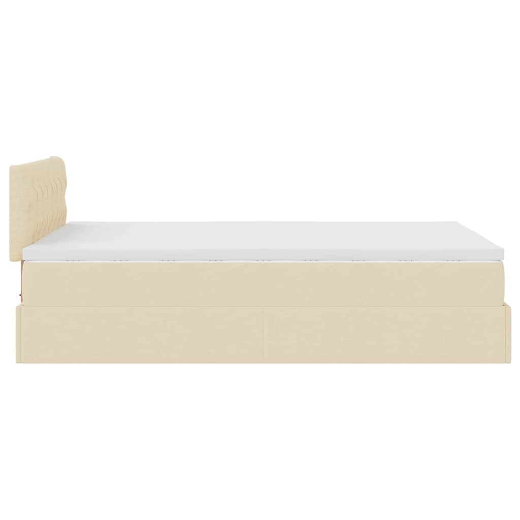 Otomanski okvir kreveta s madraca krem 120x200cm od tkanine