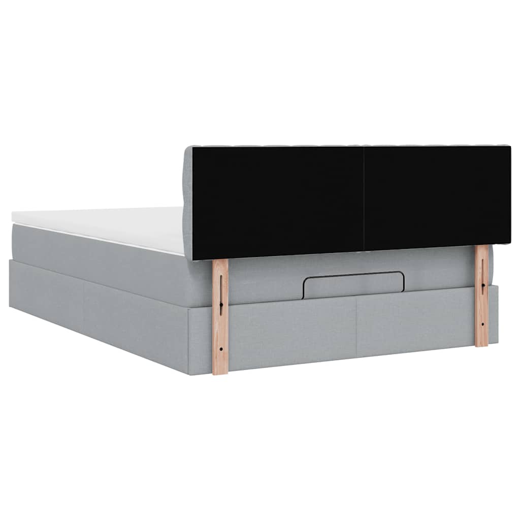 Otomanski krevet s madracem&LED svijetlosivi 140x190 cm tkanine