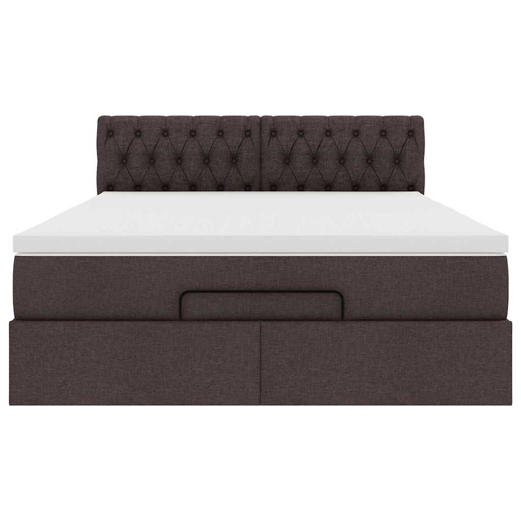 Otomanski krevet s madracem i LED tamnosmeđi 140x190 cm tkanine