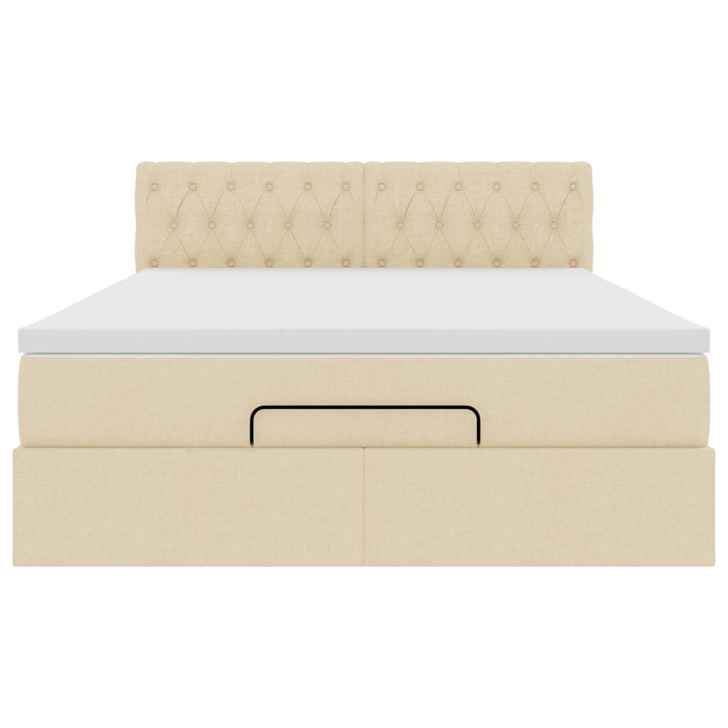 Otomanski krevet s madracem i LED krem 140x190 cm tkanine