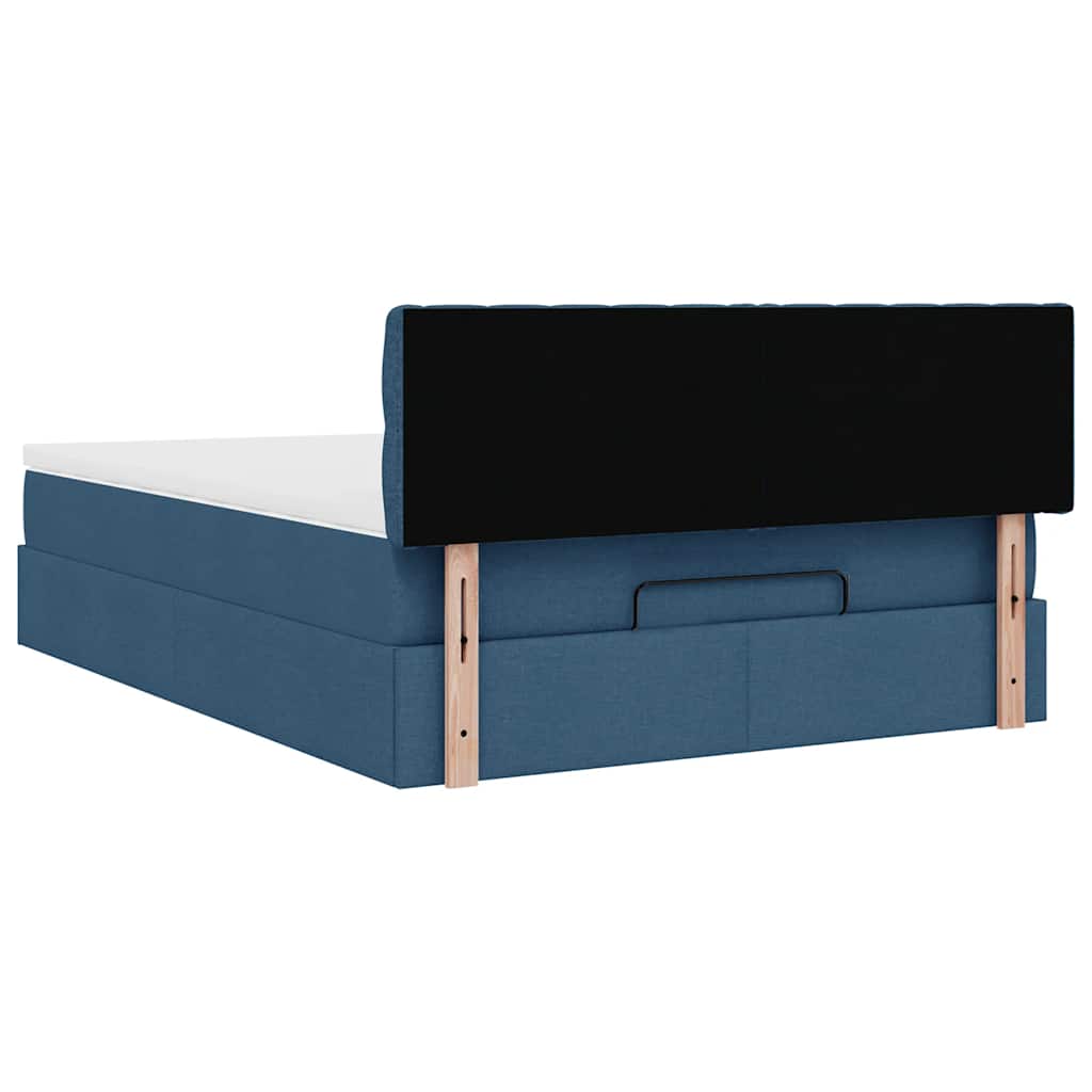 Otomanski krevet s madracem i LED plavi 140x190 cm tkanine