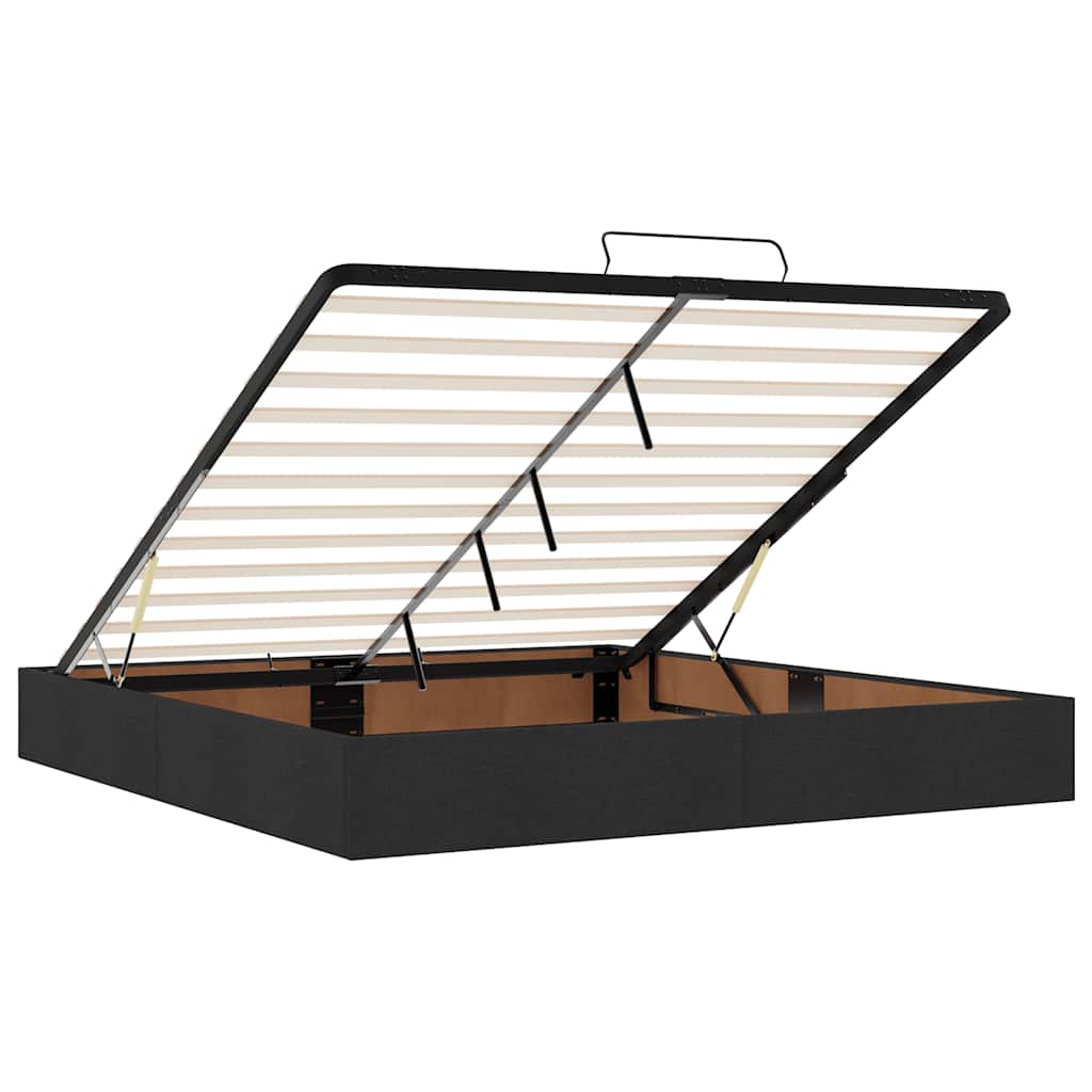Otomanski krevet s madracem i LED crni 180x200cm od tkanine