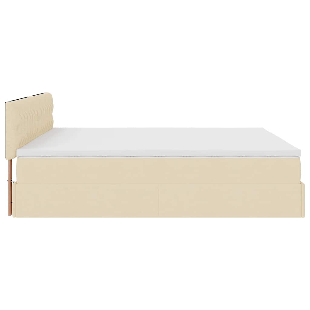 Otomanski okvir kreveta s madracima krem 200x200cm od tkanine
