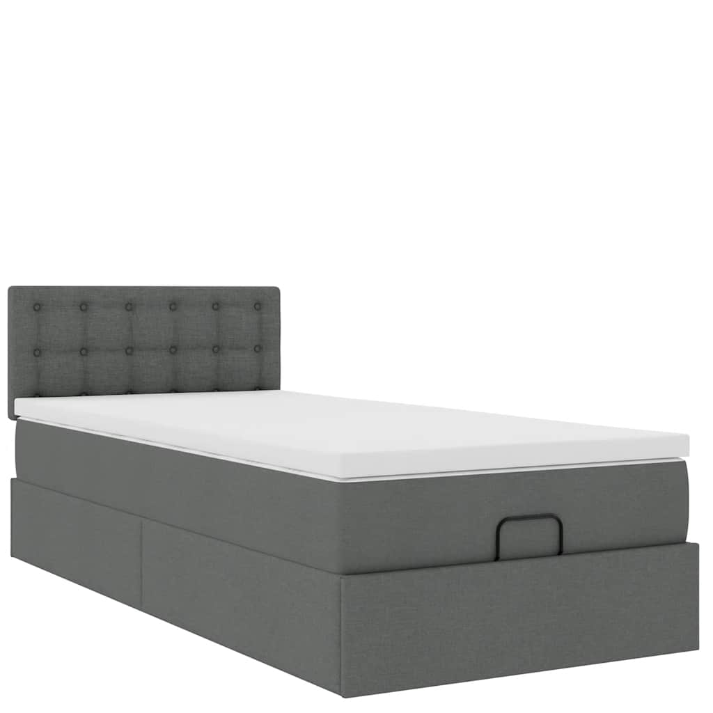 Otomanski krevet s madracem i LED tamnosivi 80x200cm tkanina