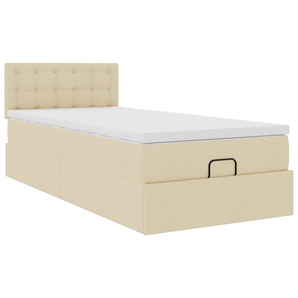 Otomanski okvir kreveta s madraca krem 90x190cm od tkanine