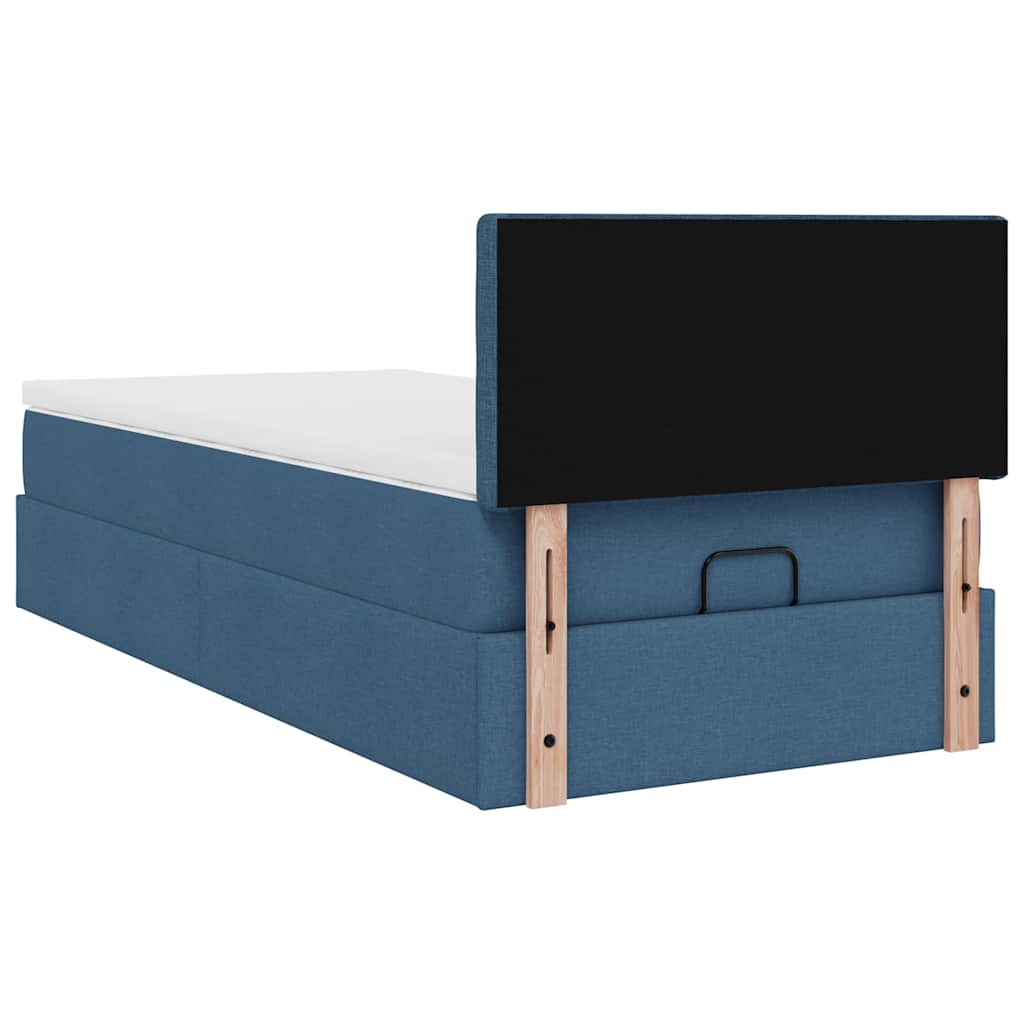 Otomanski krevet s madracem i LED plavi 90x200 cm tkanine