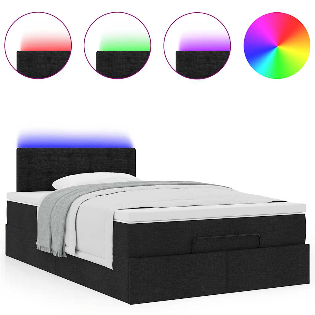 Otomanski krevet madracem i LED crna 120x190 cm tkanina
