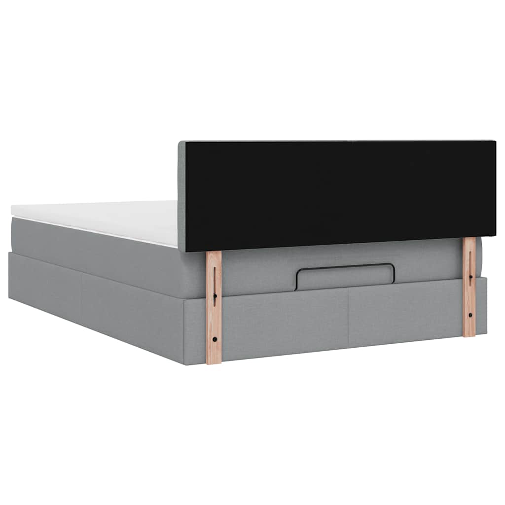 Otomanski krevet s madracem&LED svijetlosivi 140x190 cm tkanine