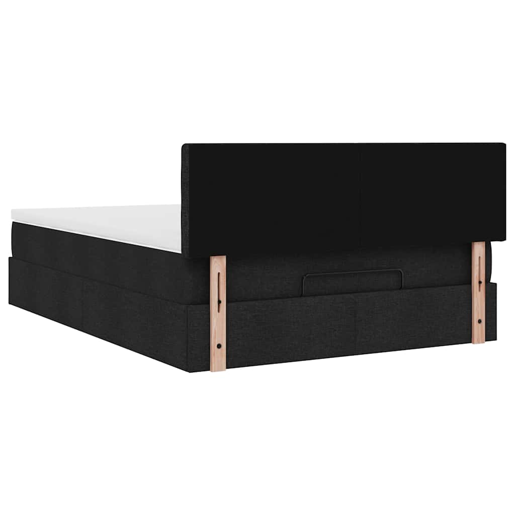 Otomanski krevet s madracem i LED crni 140x190 cm tkanine