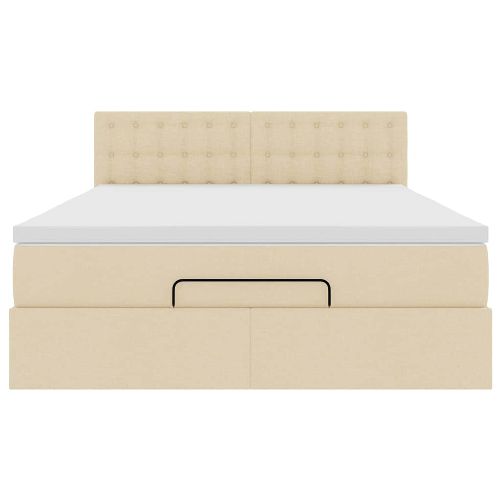 Otomanski krevet s madracem i LED krem 140x190 cm tkanine