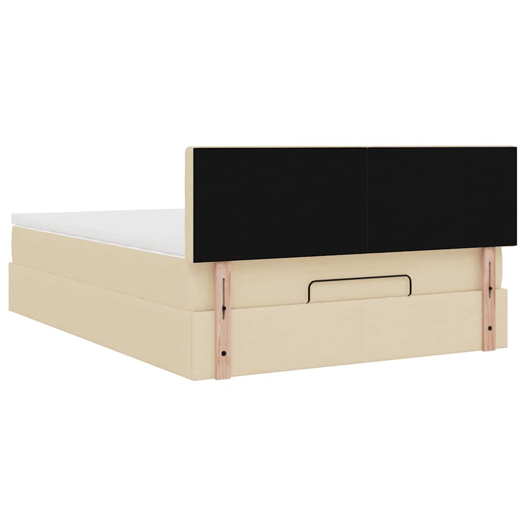 Otomanski krevet s madracem i LED krem 140x200 cm tkanine