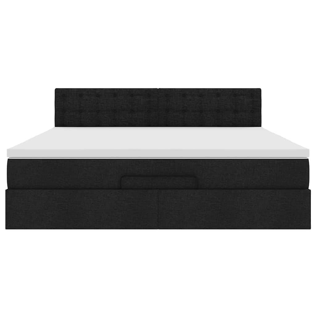 Otomanski krevet s madracem i LED crni 180x200cm od tkanine