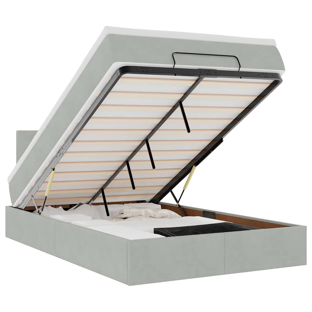 Otomanski krevet s madracem i LED svijetlosivi 120x190cm baršun