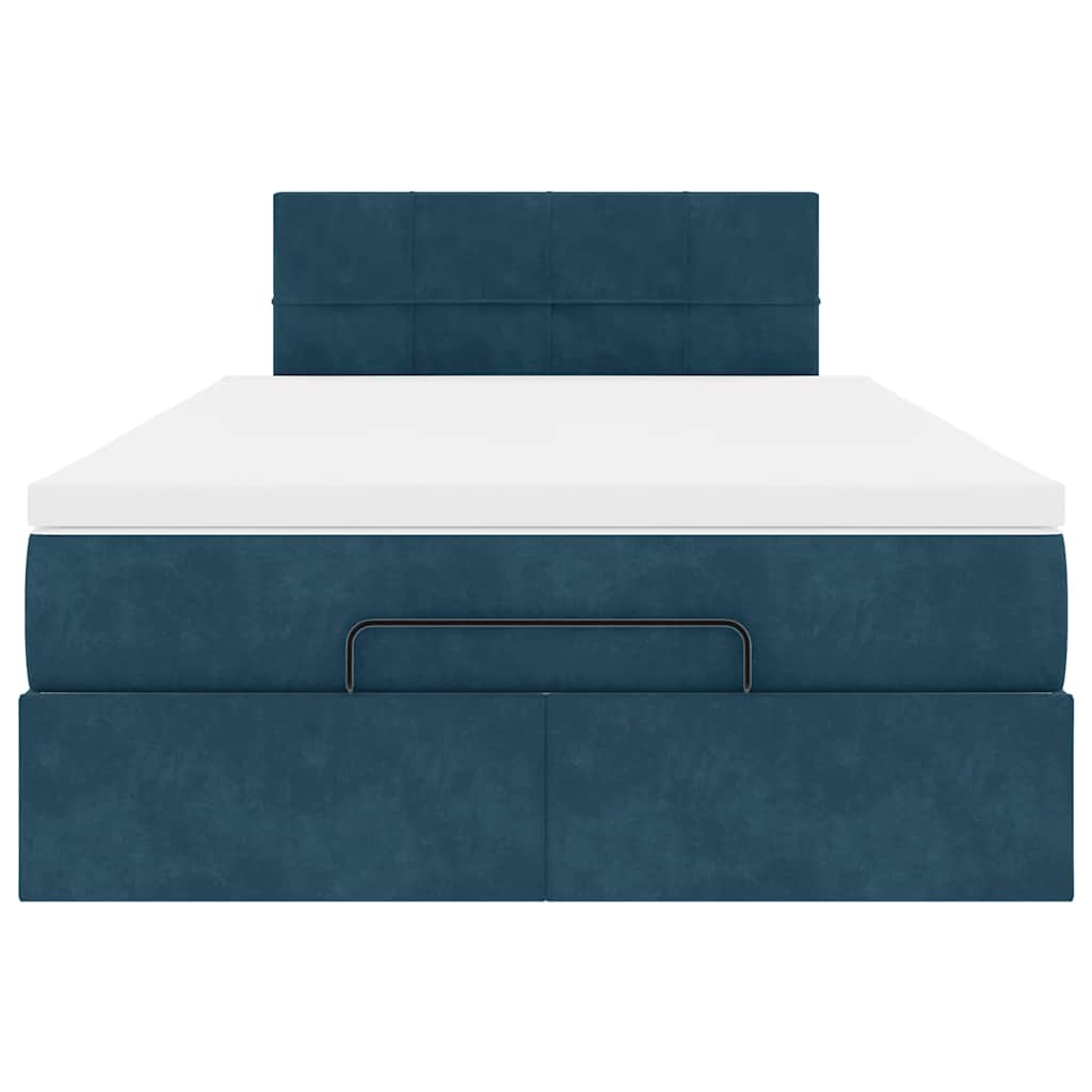 Otomanski krevet s madracem i LED tamnoplavi 120x190cm baršun