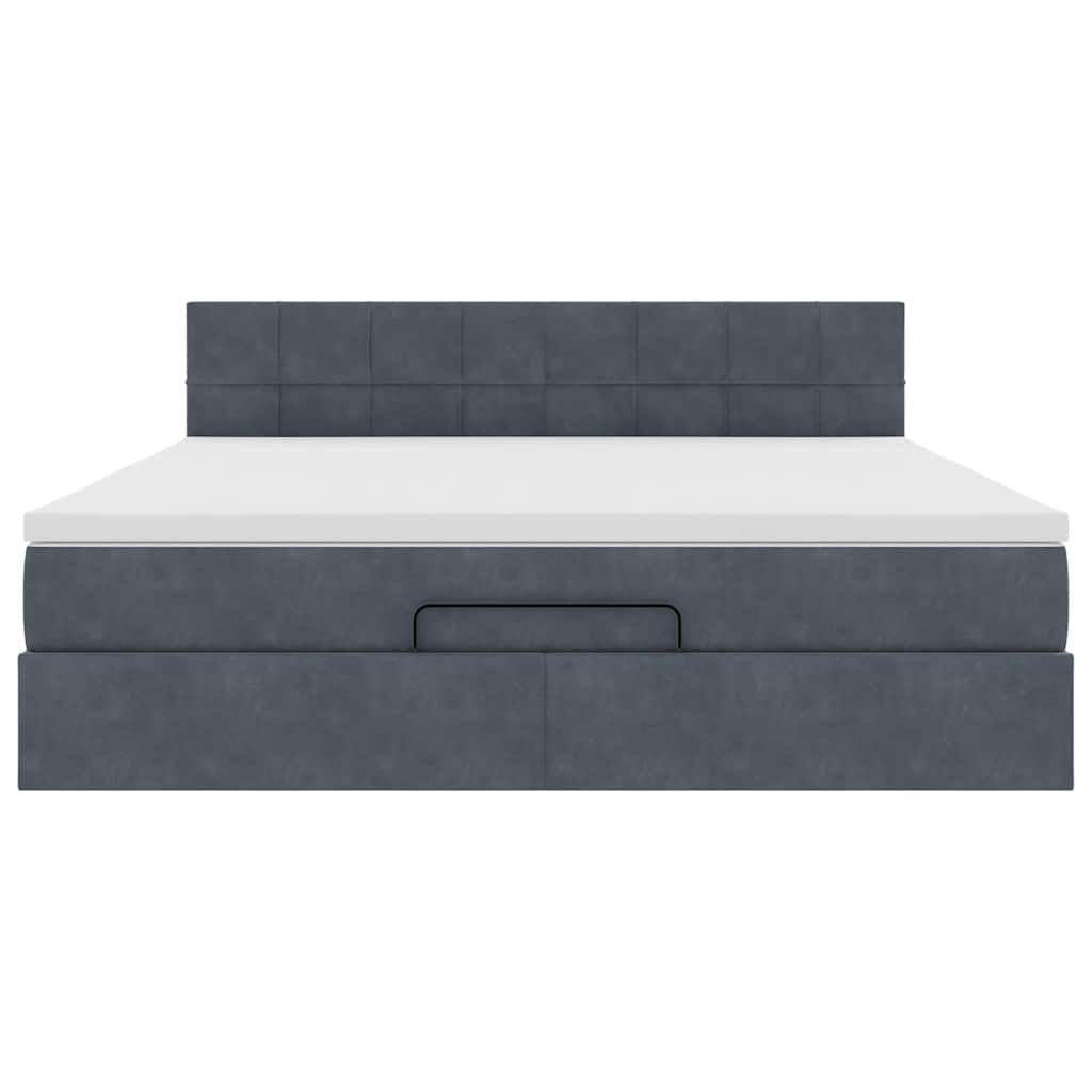 Ottoman krevet s madracem i LED diodama tamno sivi 160x200 cm baršun